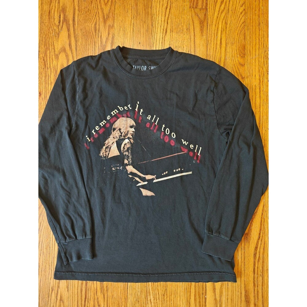 Taylor Swift All Too Well Long Sleeve T-Shirt Red Era Faded Black Unisex M